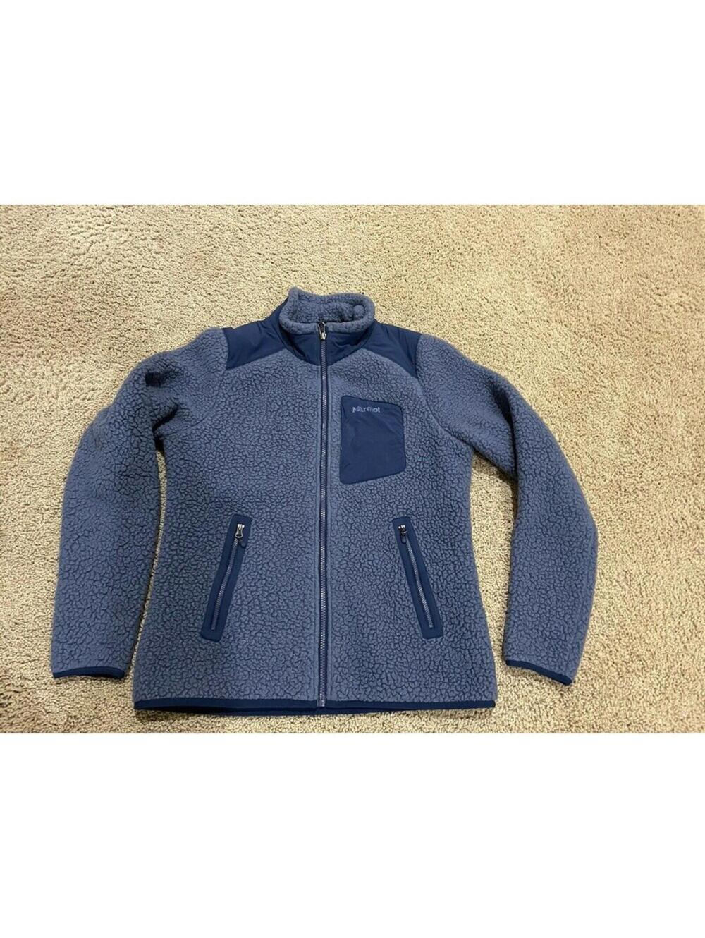 Women’s Marmot Blue Thick Fleece Jacket S Small Polartec